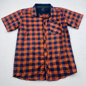 Nomad Craft + Flow Youth Boys Plaid Button Down Shirt Rust Navy Big Boy 14/16 L